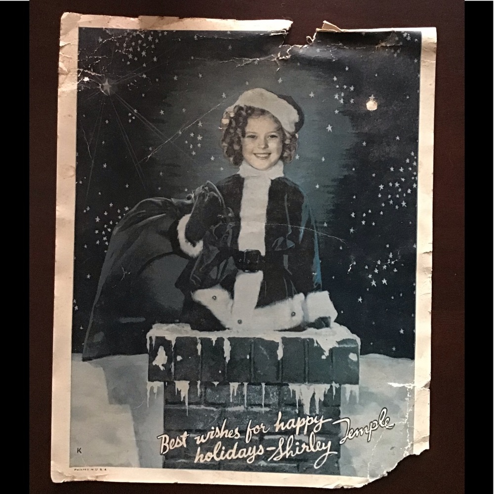 Vintage Picture of Shirley Temple dressed as Santa